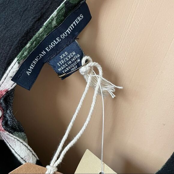 NWT American Eagle Cold Shoulder CutOut Long Sleeve Floral Dress Halter Neck XXS - Picture 10 of 15